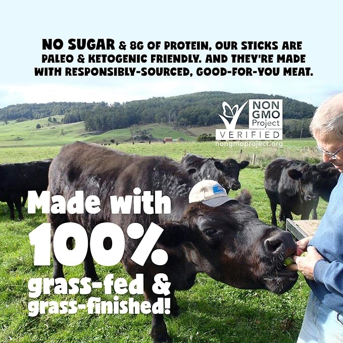 Mild Variety, Sogo Snacks, 4 No Sugar, 100% Grass-fed/finished, Non-GMO, Beef Flavors. No Nitrates, Gluten, Soy, MSG, Dairy, Nuts. Keto Friendly (6 Org-ISR, 6 Garlic-ISR, 6 Org, 6 Chimi, 24-cnt, 1-oz)
