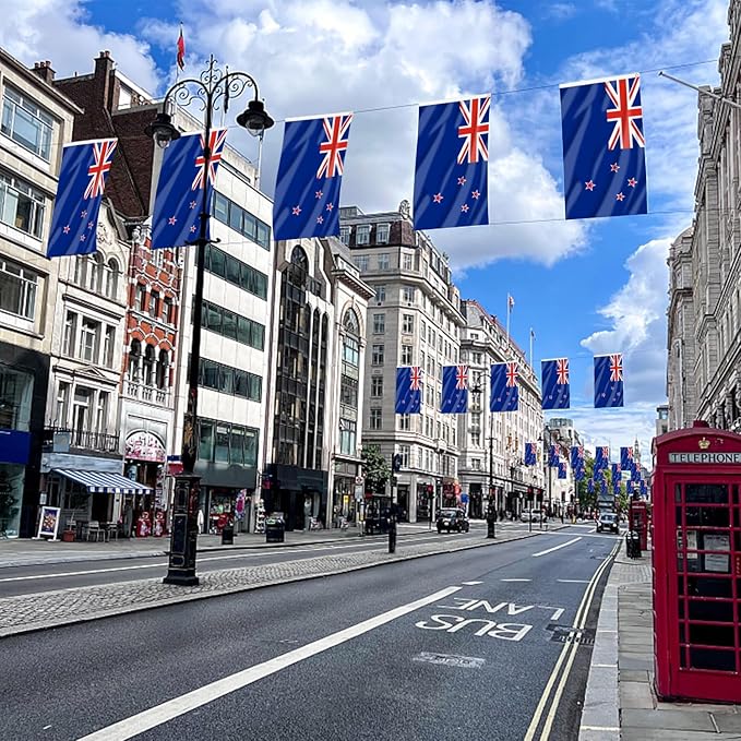 AhfuLife 2 Pcs New Zealand Flag Kiwi Flag 3x5 Ft, Large New Zealand National Flags for Outside - Double Side with Brass Eyelets for Olympic Party Decorations, Bar Street Decoration Indoor Outdoor