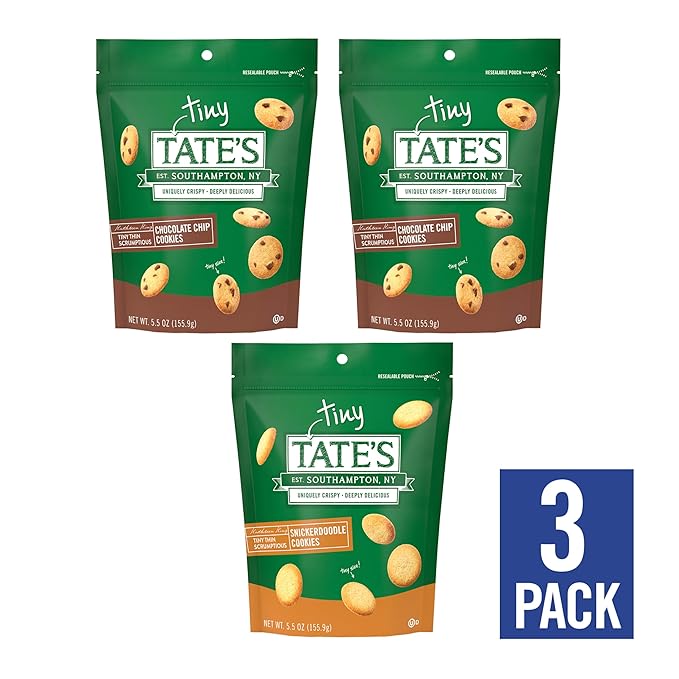 Tate's Bake Shop Tiny Tate's Variety Pack, Chocolate Chip & Snickerdoodle Cookies, 3-5.5 oz Bags