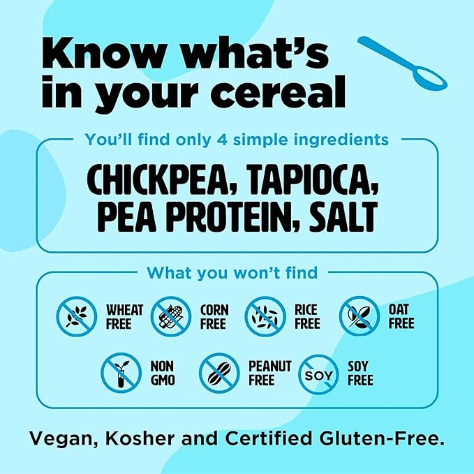 Three Wishes Grain-Free & Protein Cereal - Healthy, Sugar-Free & Gluten-Free Breakfast Cereal - Low Carb, Plant-Based, Vegan & Non-GMO - Unsweetened, 6-Pack