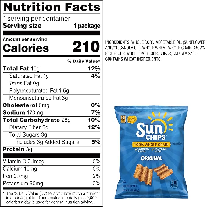 SunChips Original Multigrain Snacks, 1.5 Ounce (Pack of 64)