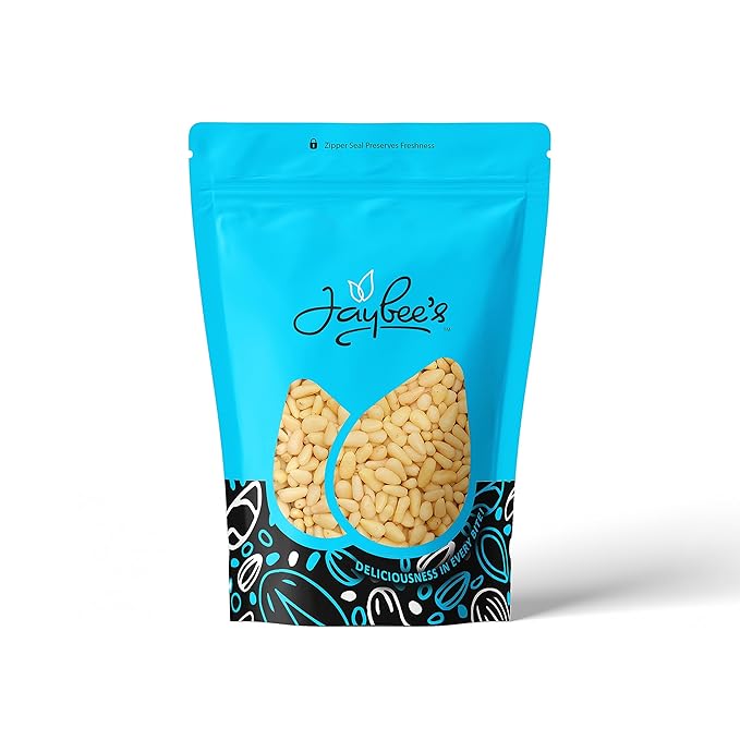 Raw Pine Nuts 1 Pound | Whole Natural Unsalted Pignolias | Great for Cooking, Baking, Salads, Pesto Sauce, Roasting | Vegan, Keto, Paleo Friendly | Jaybee's