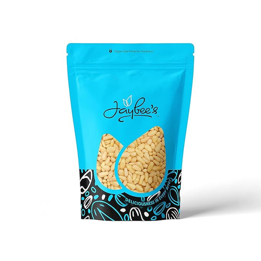 Raw Pine Nuts 1 Pound | Whole Natural Unsalted Pignolias | Great for Cooking, Baking, Salads, Pesto Sauce, Roasting | Vegan, Keto, Paleo Friendly | Jaybee's