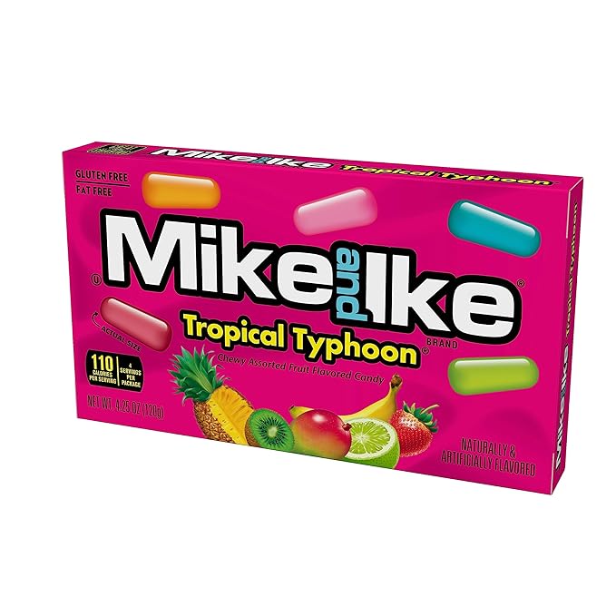 Mike and Ike Candy, Tropical Typhoon, 4.25oz Theater Box, Pack of 12