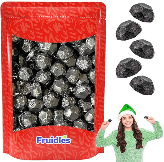 Fruidles Christmas Coal Chocolate, Milk Chocolate Party Bag Fillers, Individually Wrapped Foils, Resealable Bag, (2 Pounds)