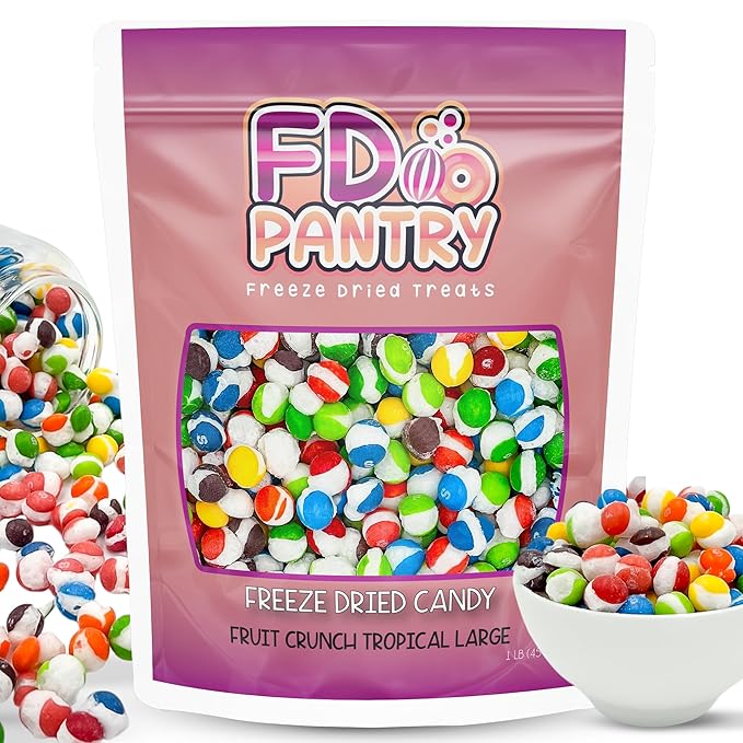 Fruit Crunch Tropical Freeze-Dried Candy, 16 oz, Tropical Fruit Flavors, Large Pouch, Ideal Gift Snack Treat