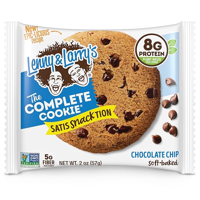 Lenny & Larry's Complete Protein Cookie, [Chocolate Chip], Chewy Soft Baked, 16g Plant Protein, Vegan, Non-GMO, High Fiber, [2 Ounce] Cookie (Pack of 12)