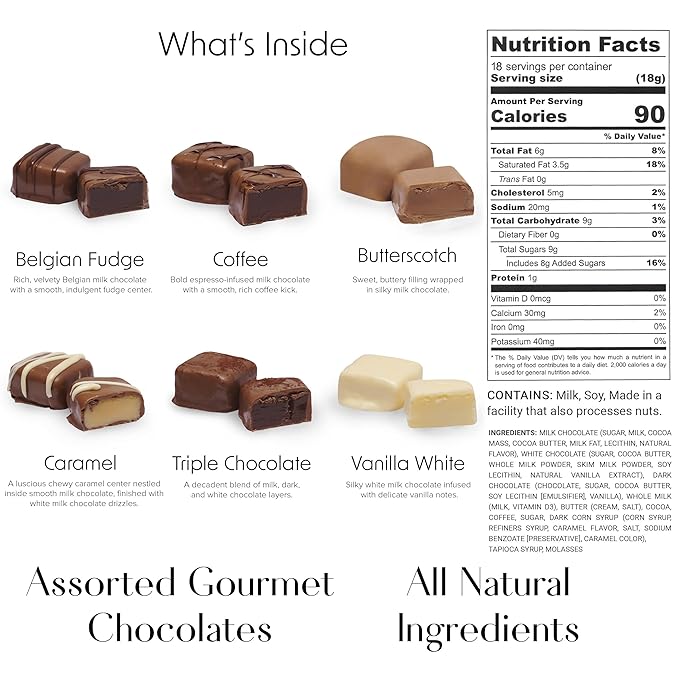 Luxury Milk Chocolate Truffles Gift Box, 18-Piece Assorted Belgian-Style Chocolates, Valentine’s Day Chocolate Gift For Her Or Him, Box Of Chocolates For Date Night Desserts, Birthdays And Anniversaries