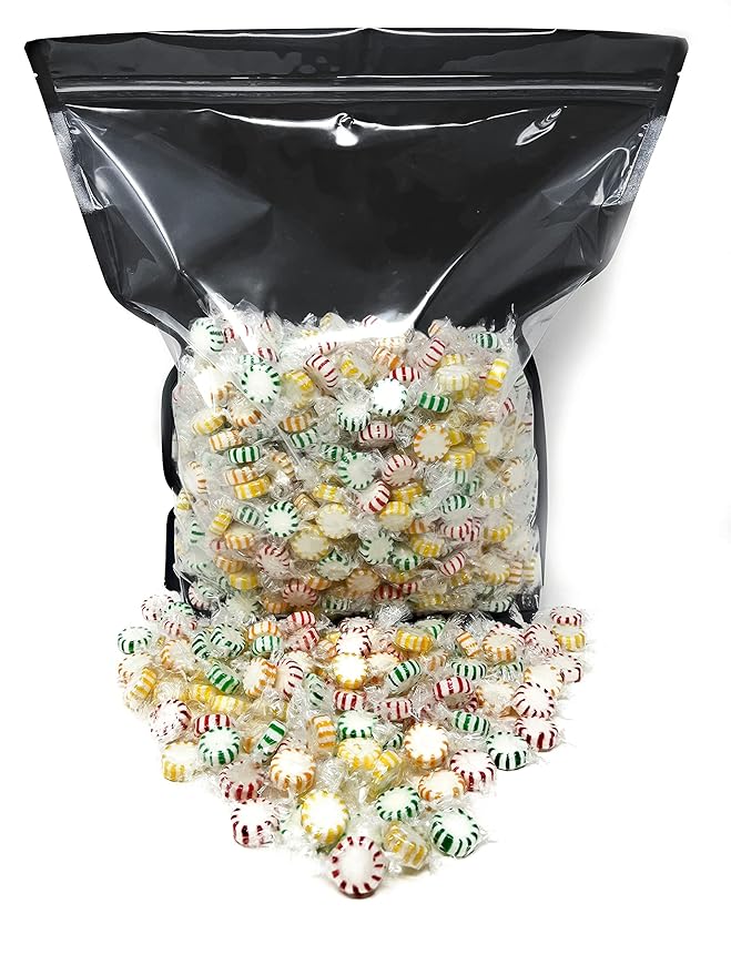 Fruit Flavored Starlight Hard Candy - 10 lbs - Apple, Strawberry, Lemon and Orange Flavored Disks Old School Classic Starlights - Bulk American Vintage Candy Assortment - Individually Wrapped, 160 oz.