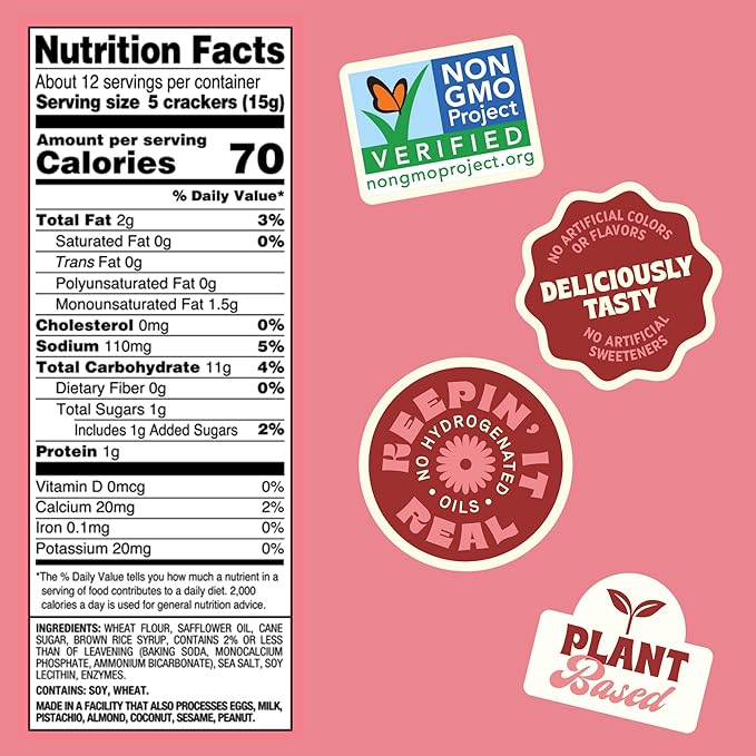 Back To Nature Classic Round Crackers, Dairy Free, Non GMO, 6.5 Ounces (Pack Of 6)