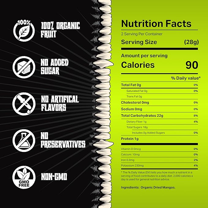 Mortal Munchies - Dried Fruit (6 Pack, 3 Oz) Real Fruit Snack, Sweet and Chewy, Rich in Potassium, Fat-Free On-the-Go Snacks, Healthy Snack for Adults, Non-GMO, No Added Sugar (Mango)
