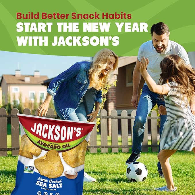 Jackson’s Potato Classic Kettle Chips with Sea Salt (1.5oz, Pack of 10) - Made with Premium Avocado Oil - Allergen-friendly, Gluten Free, Peanut Free, Vegan, Kosher - Shark Tank Product