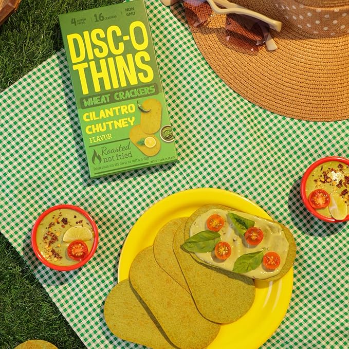 Disc-O Thins Whole Wheat Crackers - Crunchy Roasted Snack, High-Fiber & Low-Fat On-the-go Snack Chips, 88pcs (Variety Pack of 6) - Healthy Travel Snack, Non-GMO - Great with Dips, Salsa or Tea & Coffee