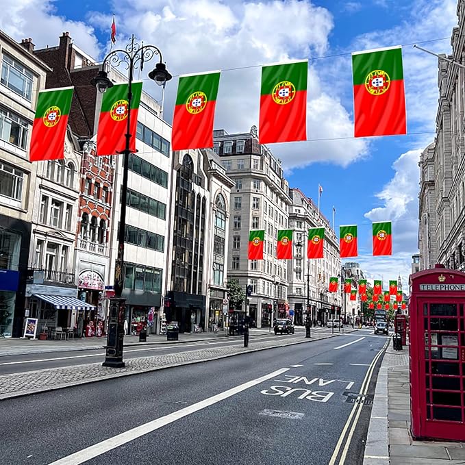 AhfuLife 2 Pcs Portugal Flag 3x5 Ft, Portuguese Flag Large Portugal National Flags for Outside - Double Side with Brass Eyelets for Olympic Party Decorations, Bar Street Decoration Indoor Outdoor