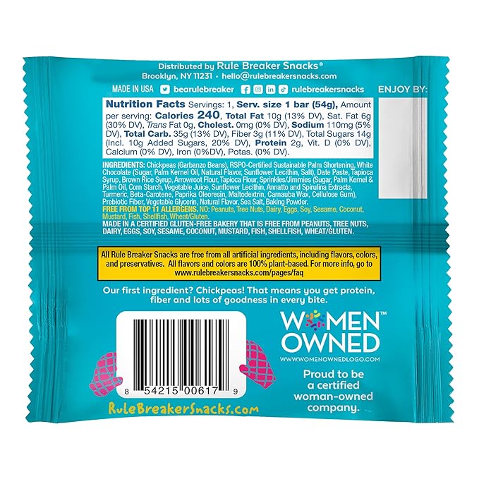 Rule Breaker Vegan & Gluten Free Cookies | Birthday Cake | Plant-Based, Nut-Free, Top 11 Allergen-Free | Great for School, Office | Soft-Baked, Individually Wrapped (Pack of 12)