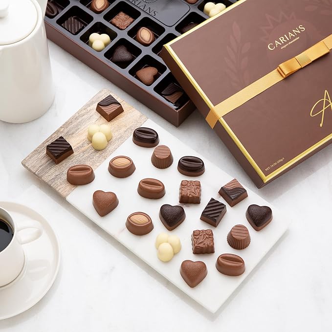 CARIANS Chocolate Gift Box, Assorted Luxury Premium Pralines Gourmet Chocolate Basket, Dark, Milk & Truffles, Box of Candy, Great for Gift Giving, Anniversary, Valentine's Day