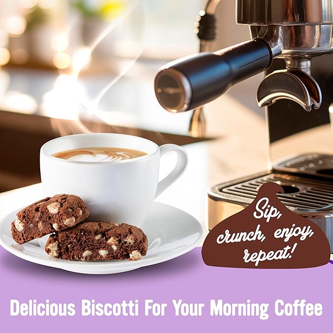 COOPER STREET Twice Baked Brownie Chocolate Biscotti Cookies - Crispy Mini Biscotti Cookies Ideal with Coffee - Traditional Low Calorie Italian Snacks - Kosher, Dairy, Peanut & Soy Free (6 Pack)