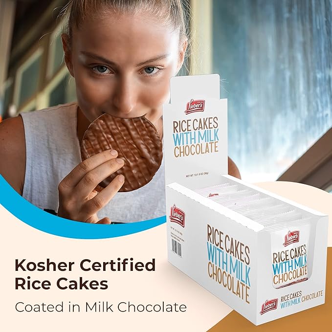 Lieber's Milk Chocolate Rice Cakes, Snack Pack, Gift Pack, Kosher Certified Dairy, Gluten Free Total of 24 Cakes (Milk Chocolate)