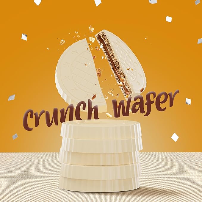 Fiorella Crunch White Chocolate Wafer Cookies, 18 Count, Chocolate Covered Crispy Thin Wafers with Layers of Hazelnut Cream Filling, Individually Wrapped Snack Cookies, Bulk Chocolate Candy, 12.69 Oz