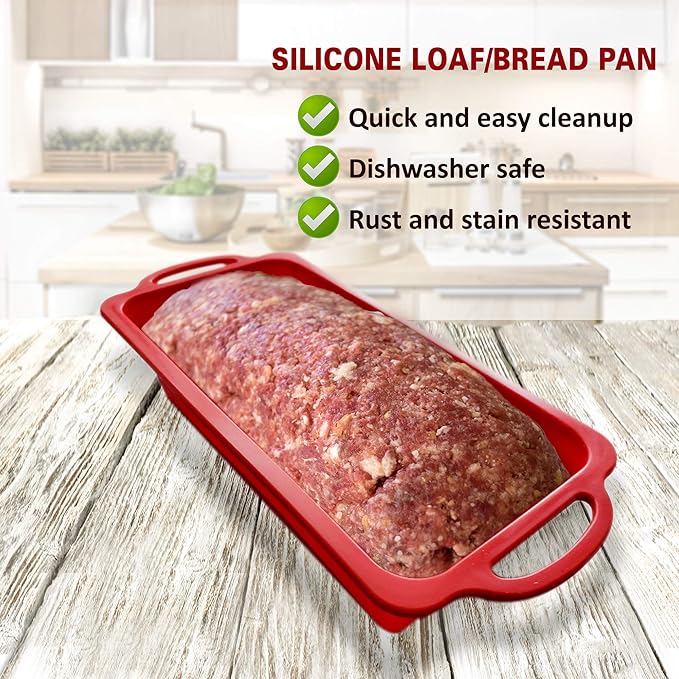 BAKE BOSS Silicone Bread Loaf Pan - Non Stick Silicone Loaf Pans for Baking - Meatloaf Bread Pans - BPA free Perfect for Oven & Dishwasher safe