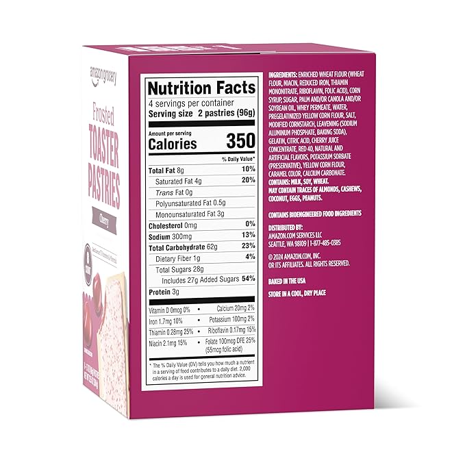 Amazon Grocery, Frosted Toaster Pastries, Cherry, 13.5 Oz, 8 Ct (Previously Amazon Fresh, Packaging May Vary)