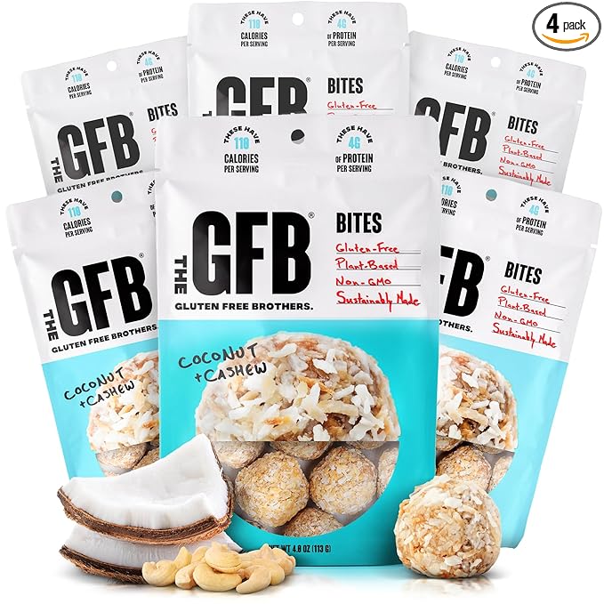 The GFB Coconut Cashew Protein Bites - Gluten Free, Plant Based, Non GMO, Sustainably Made – Ridiculously Tasty, Healthy, Vegan, Protein Energy Balls, 4 oz (4 Count)