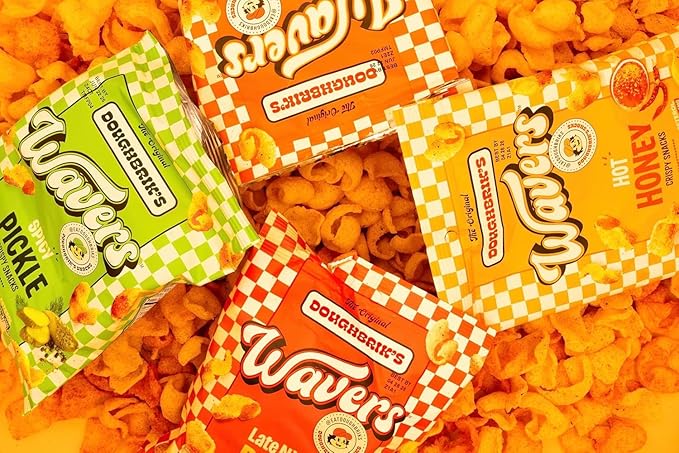WAVERS by Doughbrik's Snacks, Late Night Pizza Flavor 4.5 oz Bags, Crispy Crunchy Texture Perfect Anytime Snack Made in the USA (3-Pack)