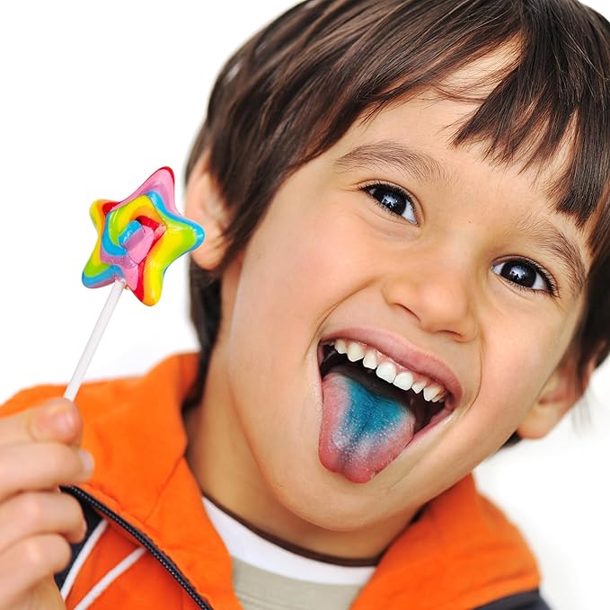 Rainbow Star Lollipops Swirl 18 PCS- Star Shaped Lollipop - Bulk Lolipop Candy Suckers Treats - Swirly Candies for Birthdays Party Favors and Goodie Bags - Easter Basket Fillers for Kids