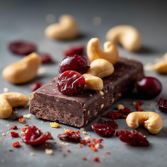 NEOBAR Fruit and Nut Bars - Plant-Based Vegan Snack Bars, Gluten Free Dairy Free Snacks, No Preservatives, No Refined Sugars Added, Non-GMO | Cranberry & Cashew, 10g Protein,12 Count