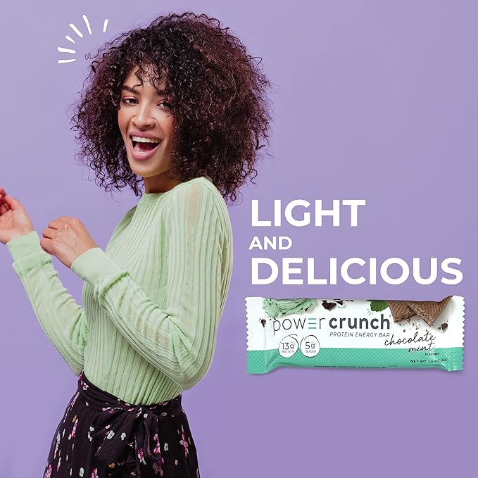 Power Crunch Protein Wafer Bars, High Protein Snacks with Delicious Taste, Chocolate Mint, 1.4 Ounce (12 Count) (Pack of 2)