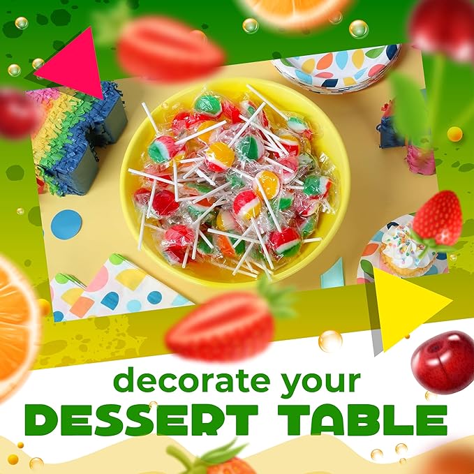 Fruit Lollipops | 2 Pound Box - Approx. 80 Count | Lollipops Individually Wrapped |Assorted Flavors Hard Candy | Hard Candy Individually Wrapped | Fruit Suckers for Celebrations & Party Favors