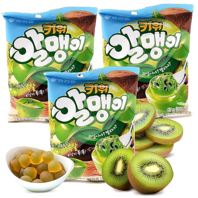 COELO Peelable Kiwi Gummy 67g x 3Pack (Total 7.09oz) | 4D Tropical Peeling Candy Filled Rich Fruits Flavored Jelly Soft Sweet Filling | Fun Chewy Shareable Treats Single Serve Packs Korean Snack 키위젤리