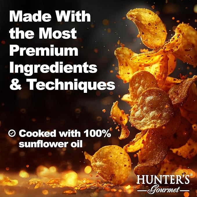 Hunter's Gourmet Premium Cholesterol Free Chips | Naturally Gluten-Free | No Artificial Colors or Preservatives | Made in a Nut-Free Facility | Smoked Salt | Hand-Cooked Snacks | Pack of 1 | 150g