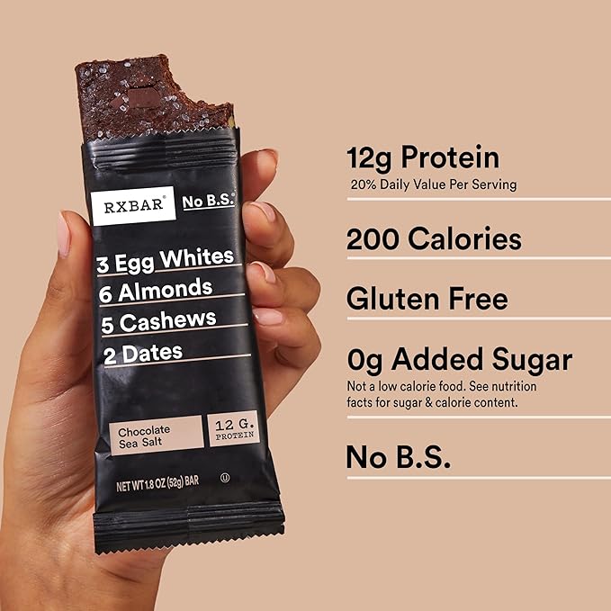 RXBAR Protein Bars, Protein Snack, Snack Bars, Chocolate Sea Salt, 9.1oz (5 Count)