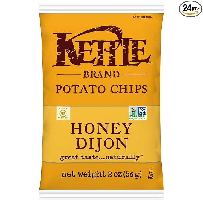 Kettle Brand Potato Chips, Honey Dijon Bags, 2 Ounce (Pack of 24)