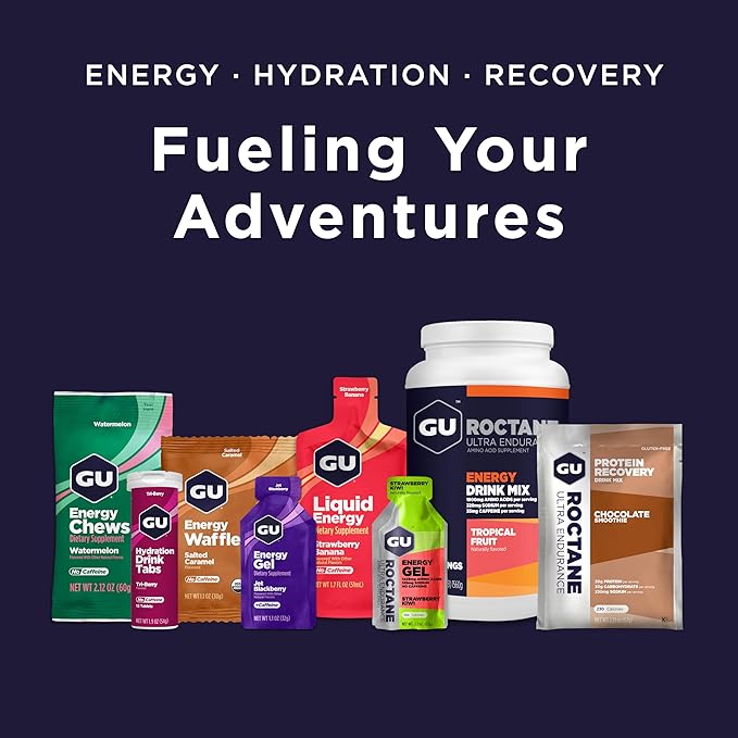 GU Energy Roctane Ultra Endurance Energy Gel, Vegan, Gluten-Free, Kosher, and Dairy-Free On-The-Go Sports Nutrition for Running, Biking, Hiking or Skiing, Cold Brew 2X Caffeine (24 Packets)