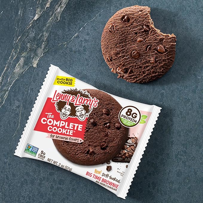 Lenny & Larry's Complete Protein Cookie, [Big Time Brownie], Chewy Soft Baked, 16g Plant Protein, Vegan, Non-GMO, High Fiber, [2 Ounce] Cookie (Pack of 12)