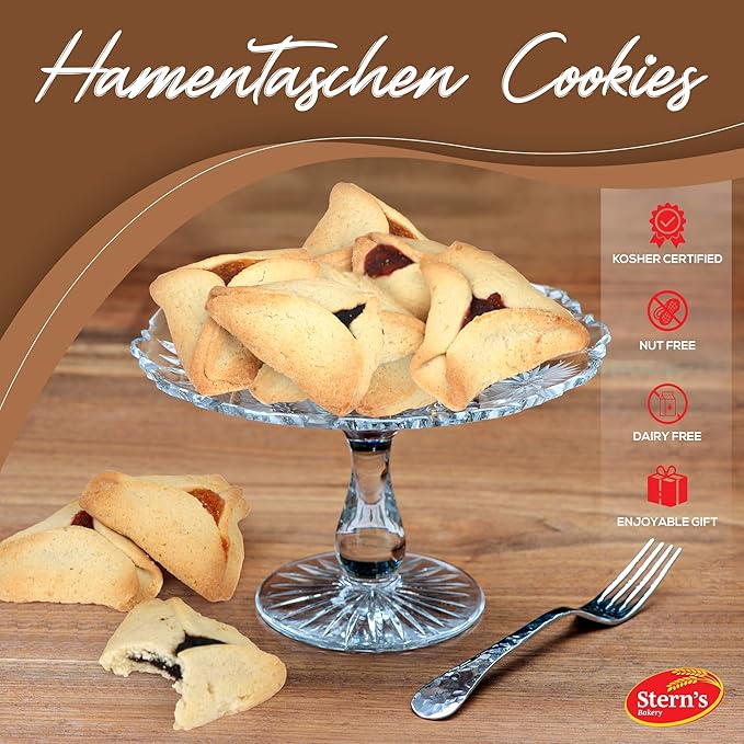 Hamentaschen Cookies Individually Wrapped [12 Count] Filled with Apricot, Prune & Raspberry Jam | Purim Gift Basket | Mishloach Manot for Mom, Dad & Friends | Kosher & Nut Free | Stern’s Bakery