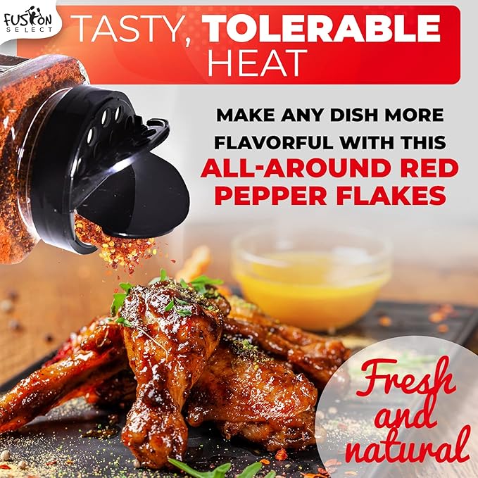 Fusion Select Korean Premium Non-GMO Gluten Free Red Chili Pepper Flakes Powder, Crushed Red Pepper Premium Gochugaru For Kimchi Seasoning, Chicken, Pork, Fish, Vegetables Hot Pepper Flakes (6 Oz Jar)