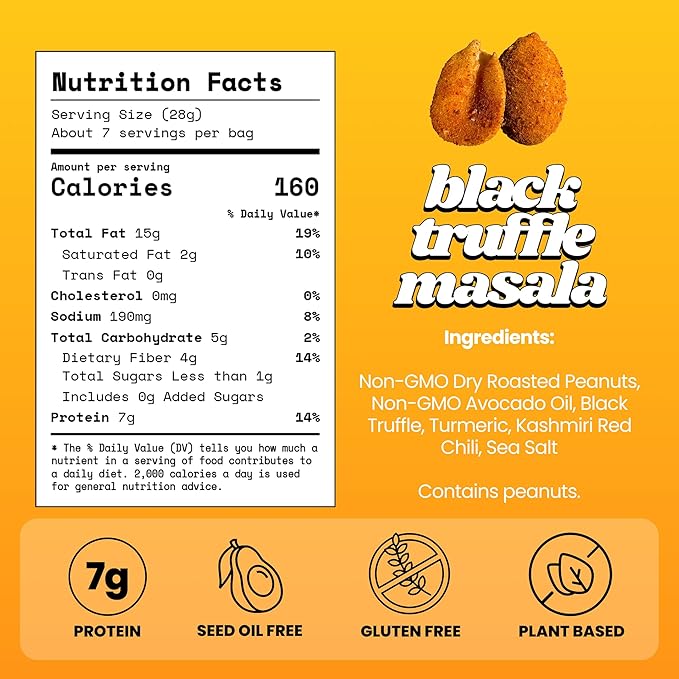 Confusion Snacks Black Truffle Flavored Peanuts – Indian Nuts Keto Snack, High Protein Snacks, No Seed Oils, Gluten Free, Dry Roasted, Vegan, Guilt-Free Snacking, 3-Pack