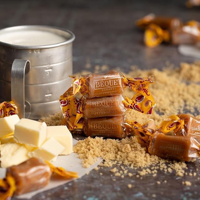 Béquet Caramel - Butterscotch Gourmet Candy - Candy Individually Wrapped - Made in Montana - Kosher (Star D) and Gluten Free - 8 Ounce Gift Bag