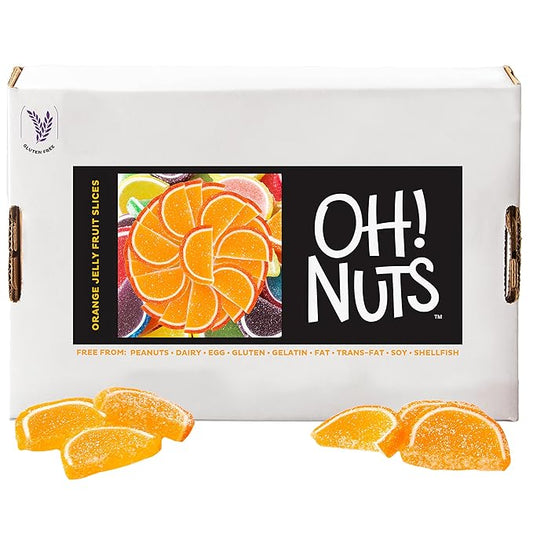 Oh! Nuts Orange Jelly Fruit Slices Sugar Candy - 5 LB Bulk Bag - Traditional Old Fashioned Chewy Gummy Sweet Confectionery - Gluten-Free, Kosher Certified Pareve (150 CT)