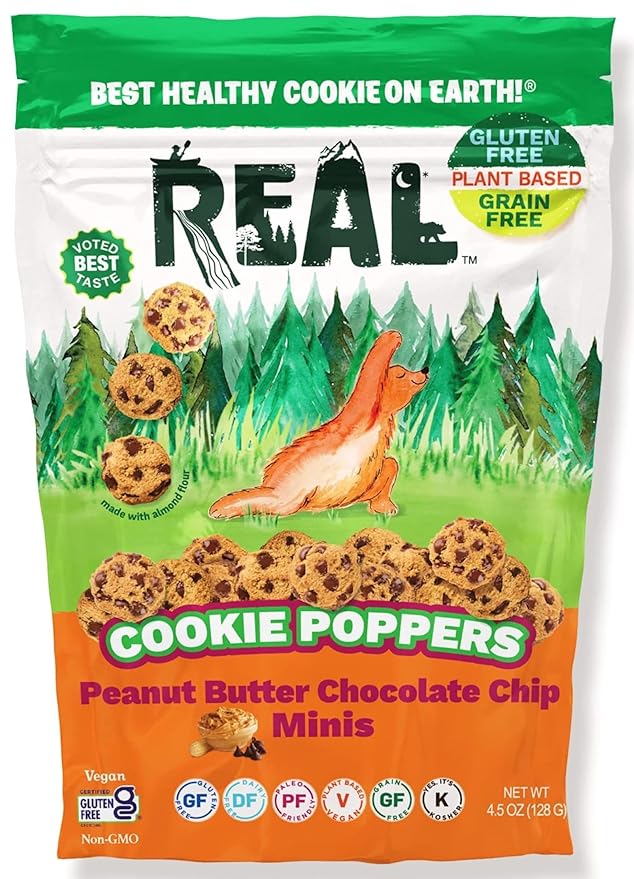 REAL Peanut Butter Chocolate Chip Mini Cookie Poppers – Bite-sized Gluten Free Semi Soft Baked Cookies – Dairy Free, Vegan, Kosher, Paleo – Delicious Mini Peanut Butter Chocolate Chip Cookies (4.5 oz)