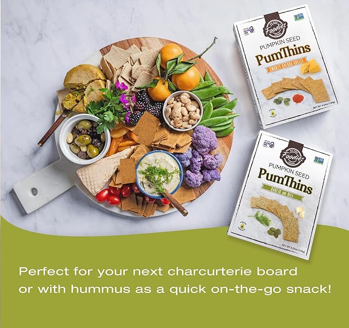 Foodies PumThins Garlic & Dill Crackers, Gluten Free, Made with Organic Pumpkin Seeds, No Seed Oils, Healthy, Paleo Friendly, 4.25 oz 3-Pack