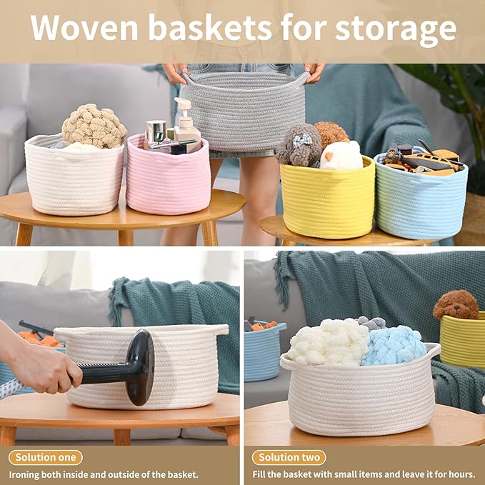 Cute Woven Storage Basket with Handle, Baskets for Gifts Empty, Gift Baskets for Valentines Day Birthday Baby Shower Raffle Burr Fundraiser, Decorative Organizer Box for Baby Toy Pet