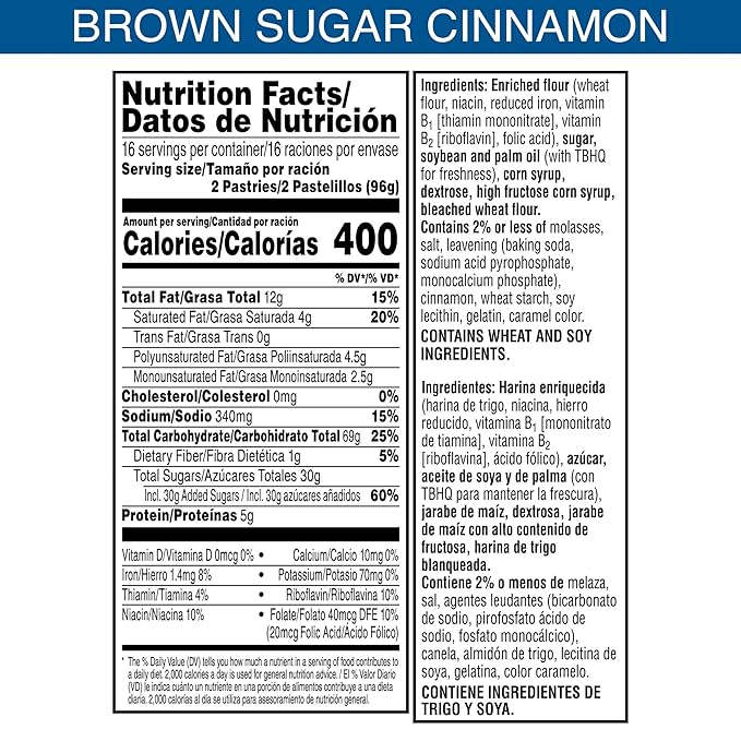 Pop-Tarts Breakfast Toaster Pastries, Frosted Brown Sugar Cinnamon, Family Pack (32 Count) (Pack of 2)