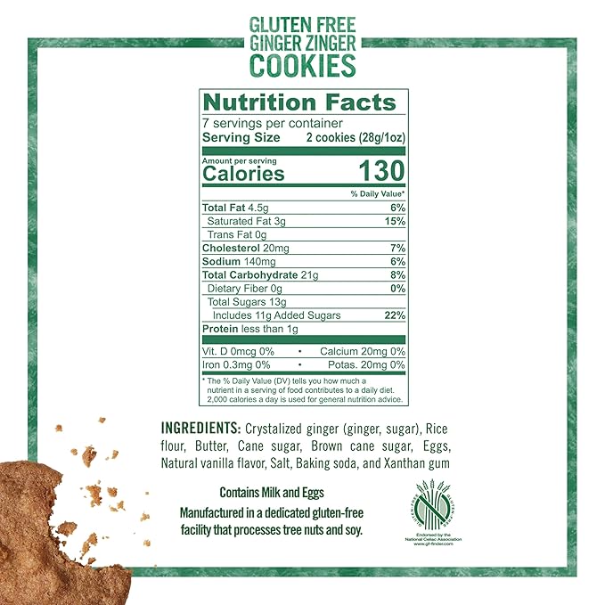 Tate's Bake Shop Gluten Free Ginger Zinger Cookies, 4 - 7 oz Bags