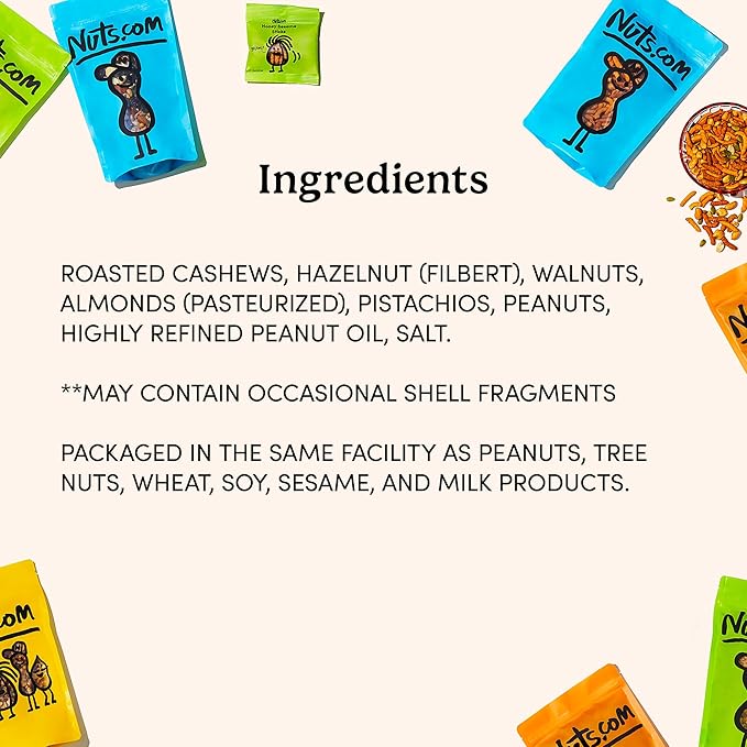 Nuts.com Nuts Assortment Tray – Mixed Nut Sampler Box for Winter, Valentine's Day and Festive Gifts – 2 lb Care Package Includes a Heart Healthy Variety of Cashews, Pecans, Pistachios & More