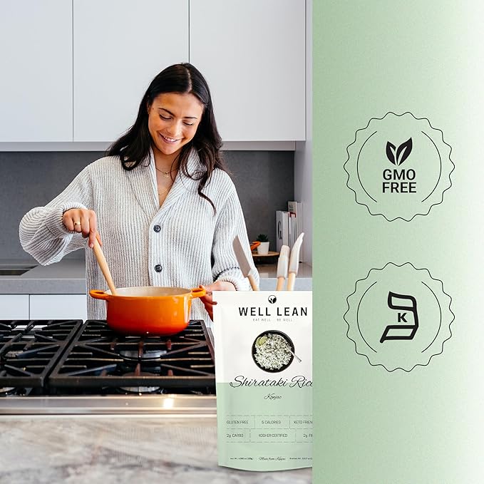 Well Lean Shirataki Konjac Rice - 10 Pack - For Quick Dinner Meals, Ideal for Keto, Paleo, and Low Carb Diets - Ready to Eat, Rice Alternative