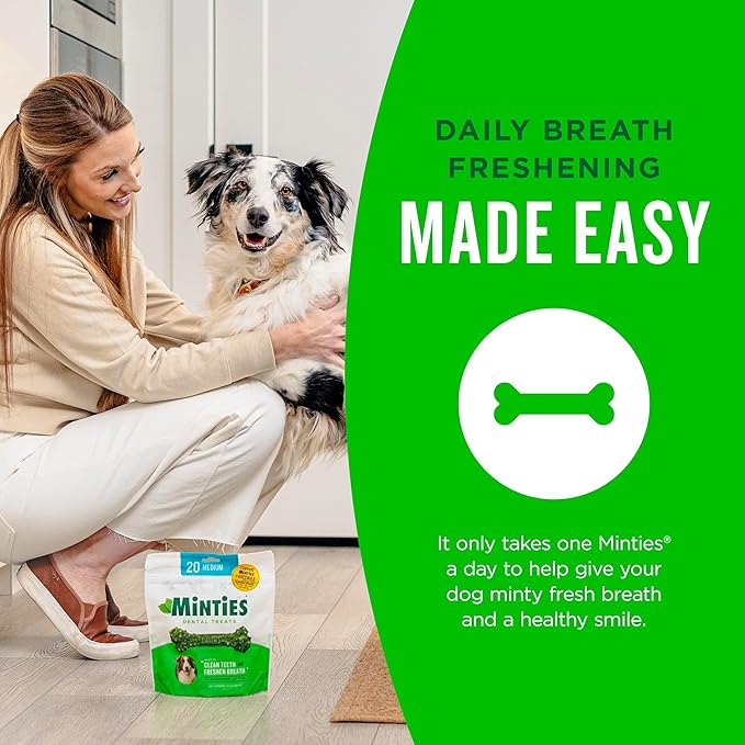 Minties Dog Dental Bone Treats, Mint, Tiny/Small, 16 oz